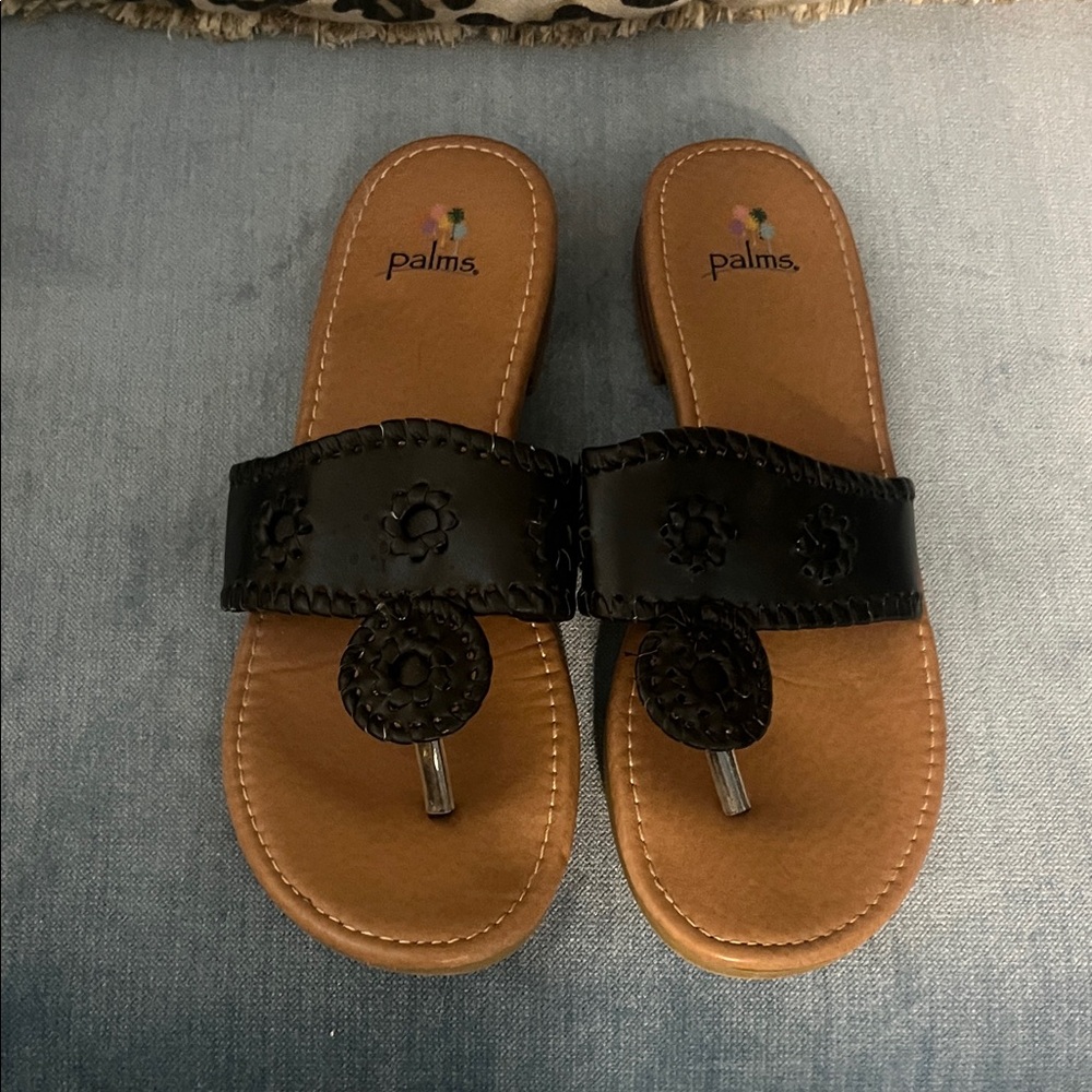 Palms Women's Black Toe-Post Slide Sandals